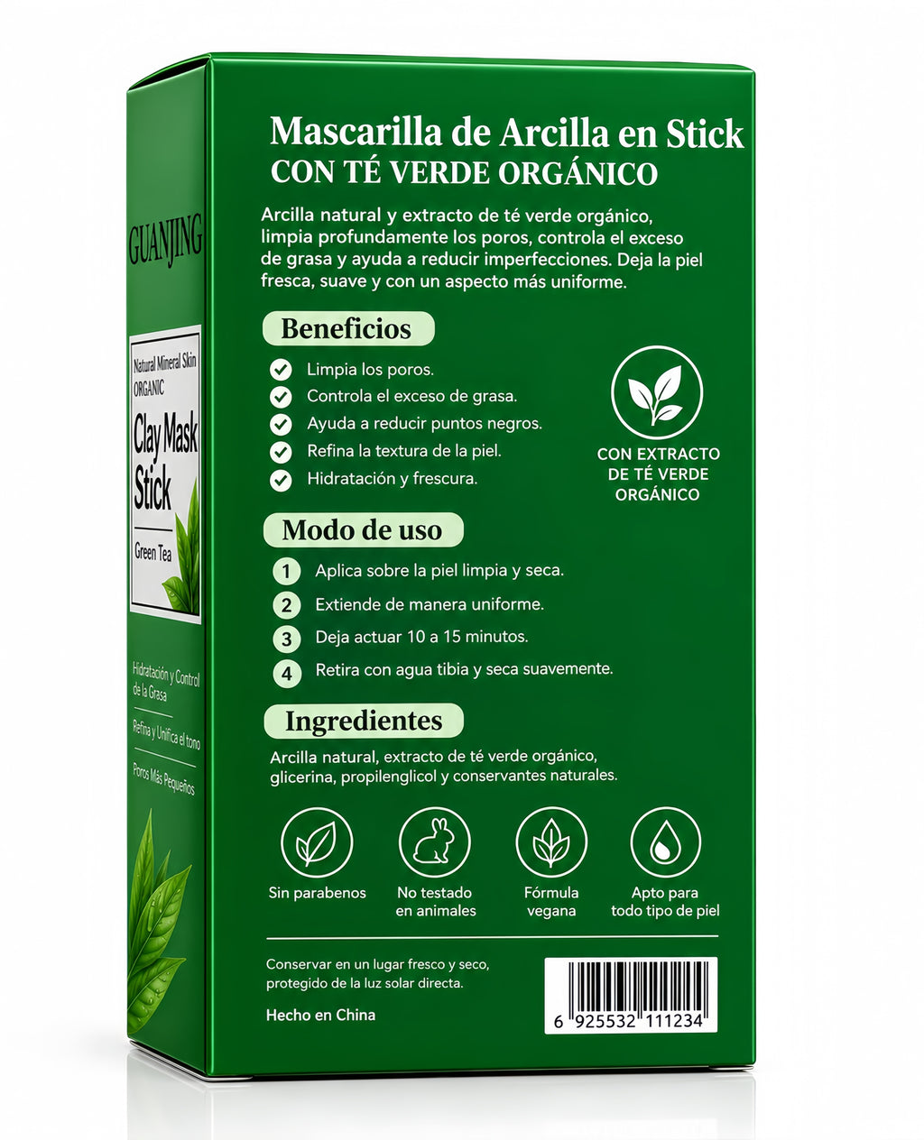 Mascarilla facial de té verde Guanjing