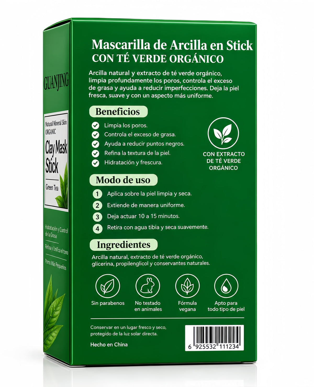 Mascarilla facial de té verde Guanjing